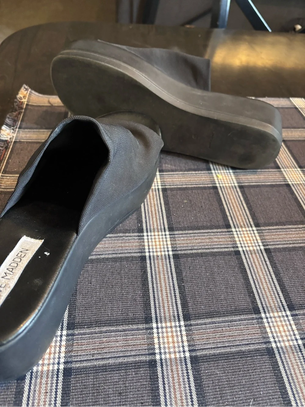 Vintage Steve Madden Black Fabric Slide Mules